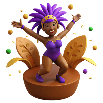 3D Animated Woman in Carnival Costume Dancing png