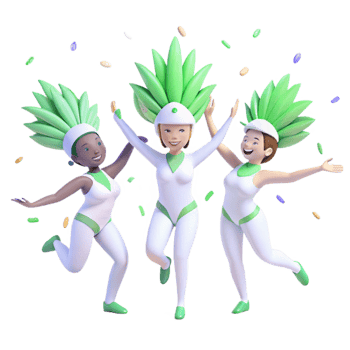 Three Diverse Women Celebrating in Green and White Outfits png