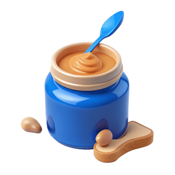 Peanut Butter Jar with Spoon and Peanuts png