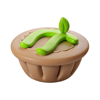 3D Render of a Pie with a Green Sprout png