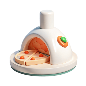 3D Render of a Cartoon Pizza Oven with Pizza Inside png