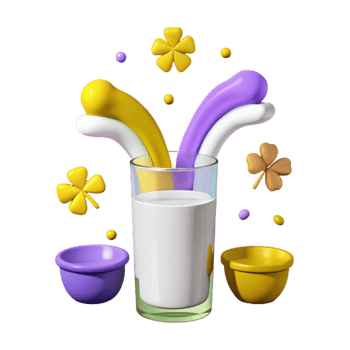 Milk Splash with Colorful Swirls and Four Leaf Clovers png