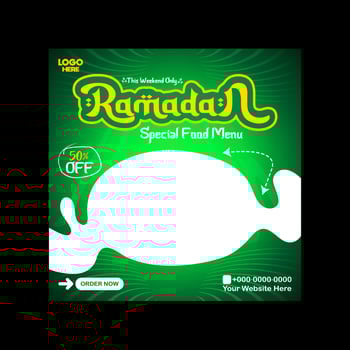 Delicious Ramadan food menu social media post banner design template vector