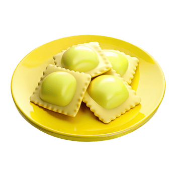 Ravioli on a Yellow Plate png