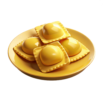 Ravioli on a Yellow Plate png