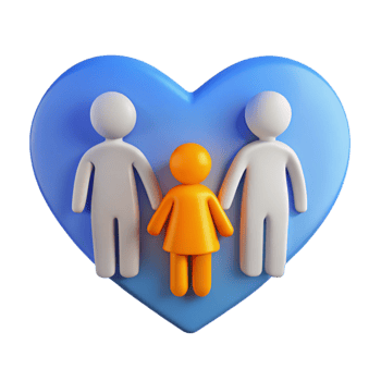 Family Unity 3D Illustration of a Loving Family Inside a Heart png