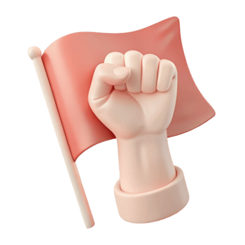Fist Holding a Red Flag Symbol of Unity and Resistance png