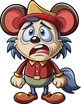 Cartoon mouse with sad expression vector
