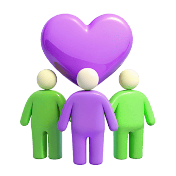 Three People Standing Under a Heart Symbol png