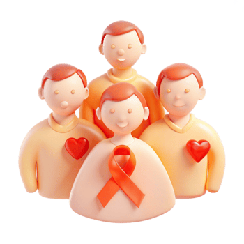 Group of People Showing Support with an Orange Ribbon png