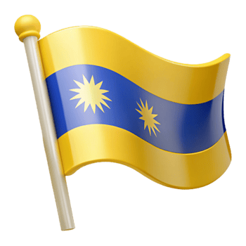Waving Flag with Yellow and Blue Stripes and Two Stars png