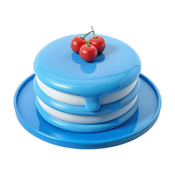 Blue Cake with Cherry Topping png