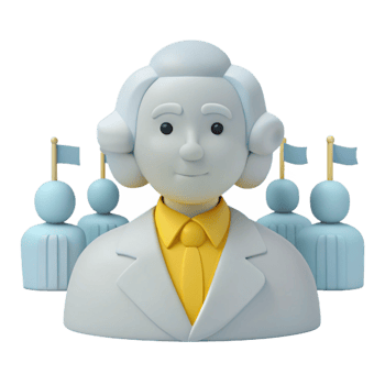 3D Render of a Person with White Hair and a Yellow Tie Standing in Front of a Group of People png