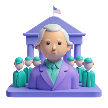 3D Illustration of a Government Official with Citizens png