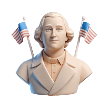 Bust of a Man with American Flags png