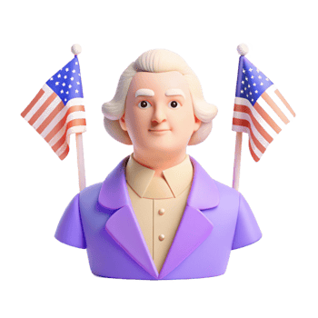 3D Render of a Person Holding American Flags png