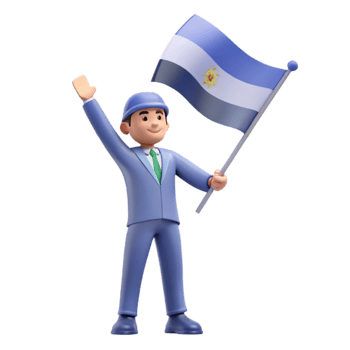 Cheerful Cartoon Man Waving Argentine Flag png