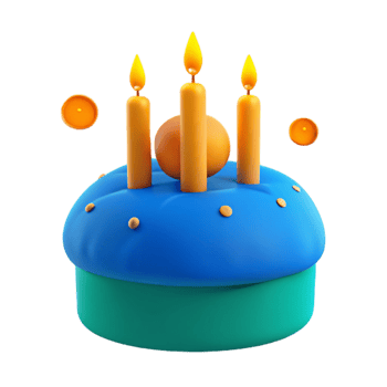 Celebration Cake with Burning Candles png