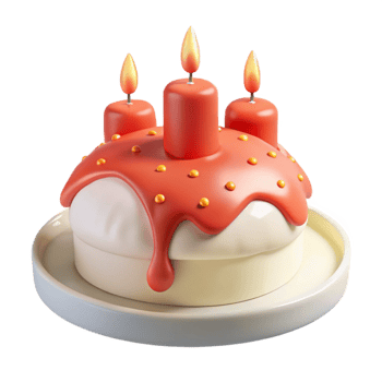 3D Rendered Birthday Cake with Dripping Icing and Candles png