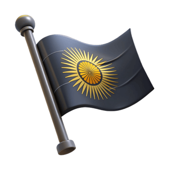 Black Flag with Golden Sun Symbol png