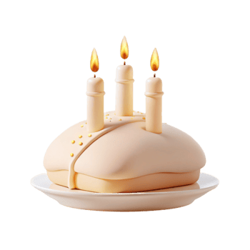 Three Candles on a Cake png