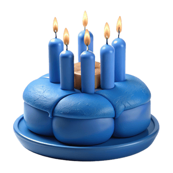 Blue Birthday Cake with Candles png