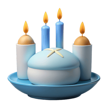 Blue Candles with Round Object on Plate png