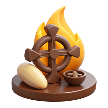 Religious Symbol with Flame, Bread, and Bowl png