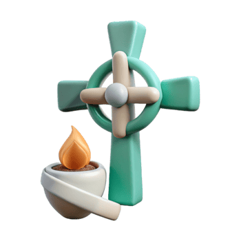 3D Rendered Celtic Cross with Flame png