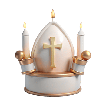 Religious 3D Render of an Egg with Candles and a Cross png