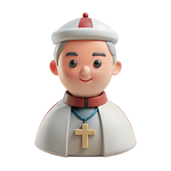 3D Cartoon Rendering of a Religious Figure Wearing a White Robe and a Cross Pendant png