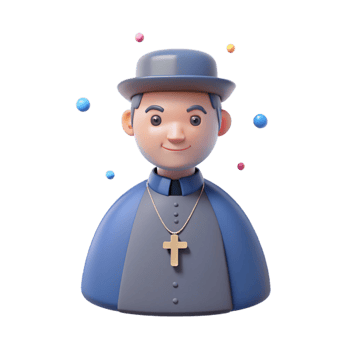 3D Cartoon Illustration of a Priest png
