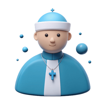3D Cartoon Clergyman with Cross Necklace png