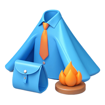 3D Render of a Blue Shirt, Tie, Briefcase, and Campfire png