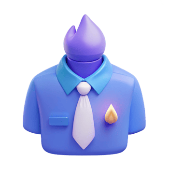 3D Render of a Person with a Flame Head Wearing a Blue Shirt and Tie png