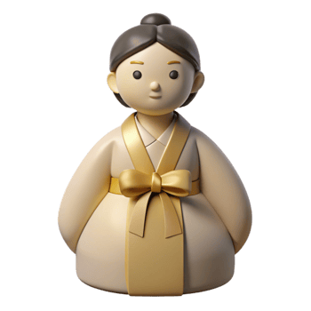 3D Render of a Woman in Traditional Korean Clothing png