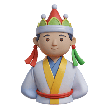 3D Render of a Person in Traditional Asian Clothing png