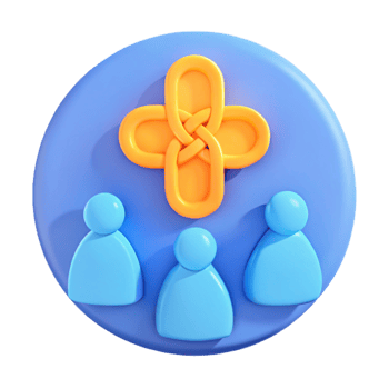 3D Render of a Group of People Under a Knotted Cross png