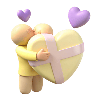 3D Character Holding Heart-Shaped Gift png
