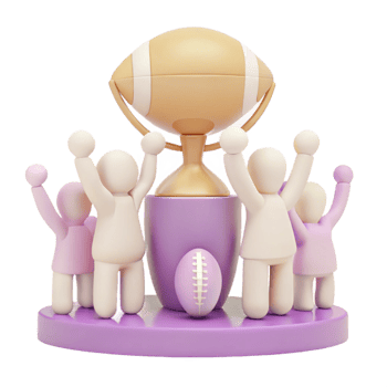 Celebration of Victory Football Trophy and Cheering Figures png
