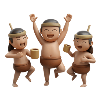 Cheerful 3D Cartoon Characters with Cups png
