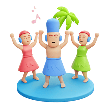 3D Cartoon Characters Dancing and Listening to Music png