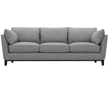 A couch with a gray fabric on a transparent background png