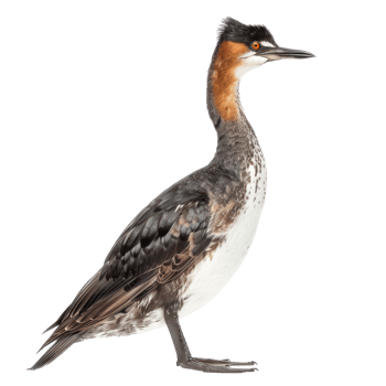 Grebe side view full body isolate on transparency background png