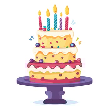 Sweet and Delicious Birthday Cake on White Background vector