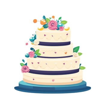 Elegant Floral Cake with Decorative Touches vector