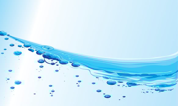 Blue water wave with sparkling bubbles vector
