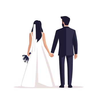 Bride and Groom in Love, Capturing a Romantic Wedding Memory vector