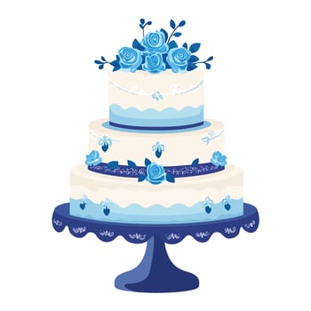 Stunning Wedding Cake with Floral Decorations vector