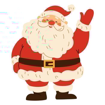 Flat illustration in children's style. Cute Santa Claus waving his hand. Holiday illustration on white background vector